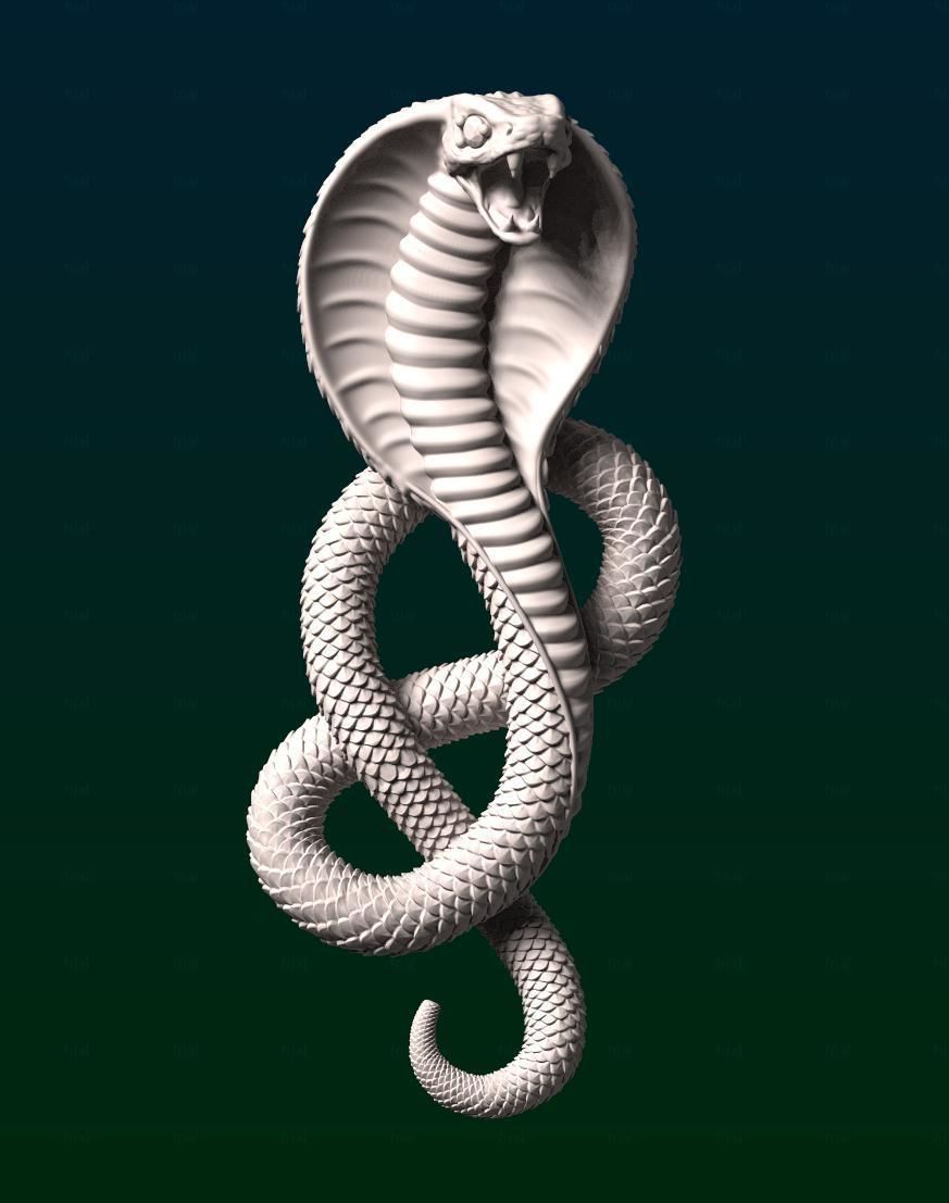 cobra snake pendant 3D print model_7