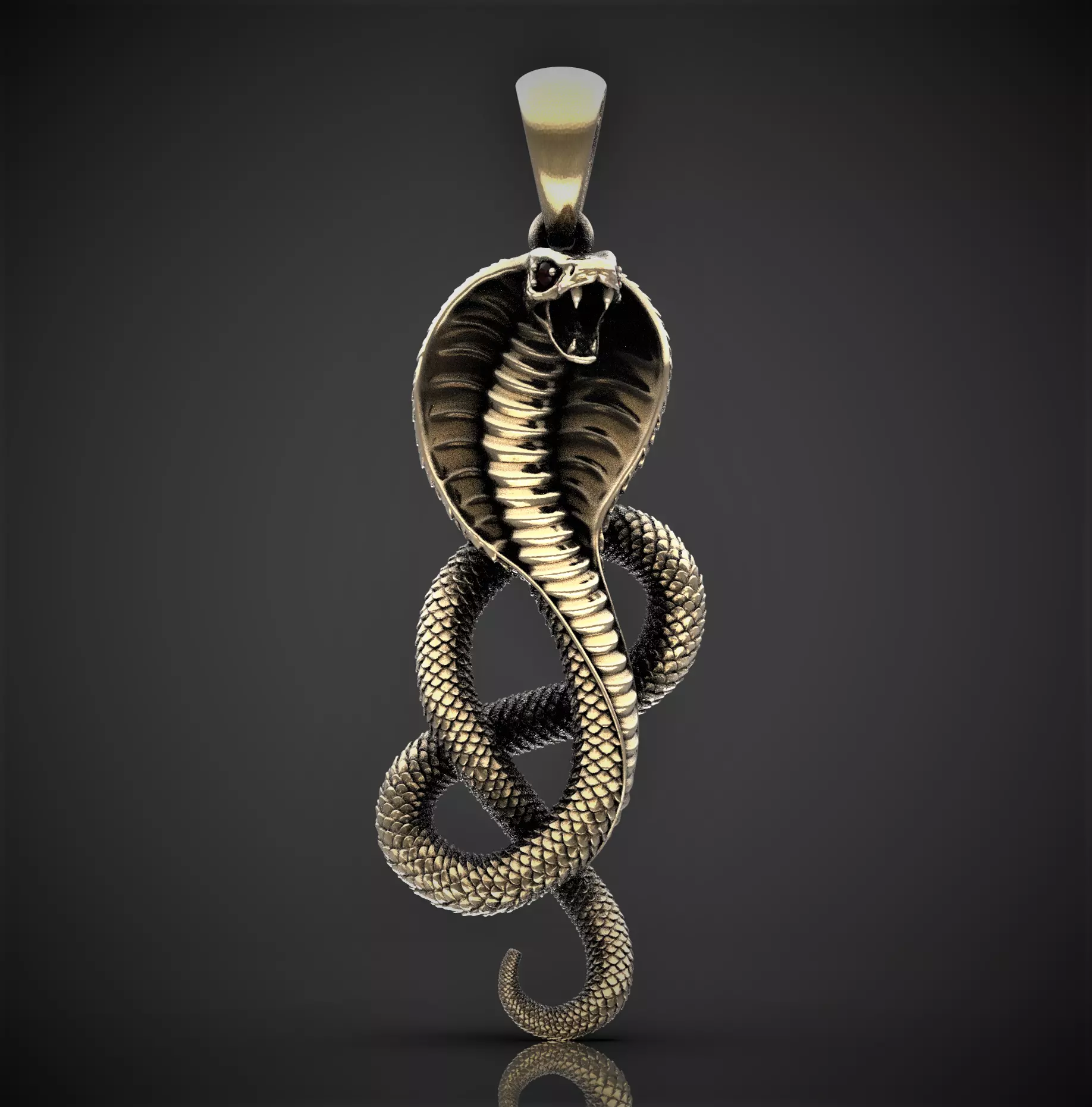 cobra snake pendant 3D print model_0