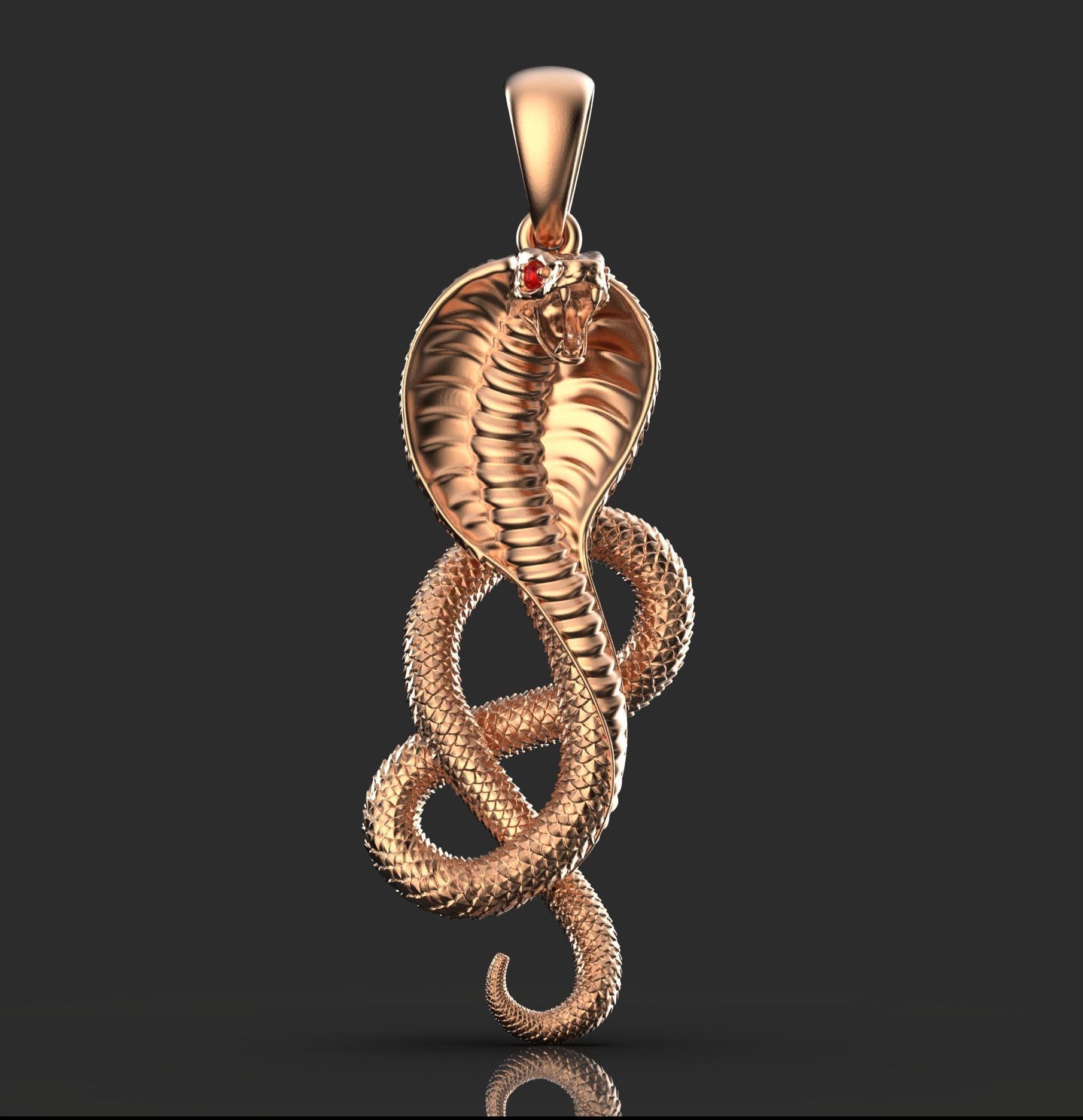 cobra snake pendant 3D print model_1
