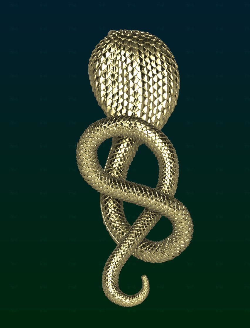 cobra snake pendant 3D print model_5