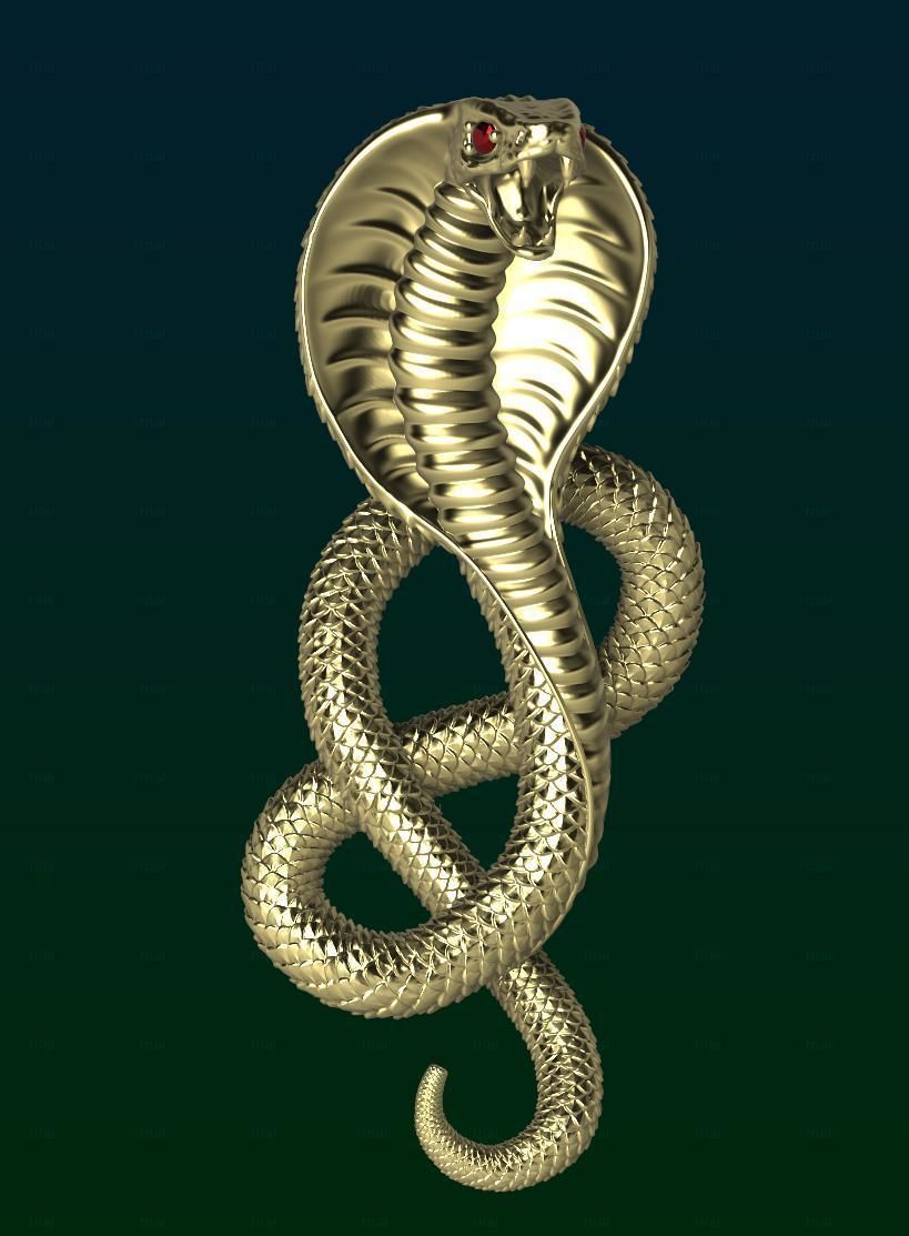 cobra snake pendant 3D print model_4