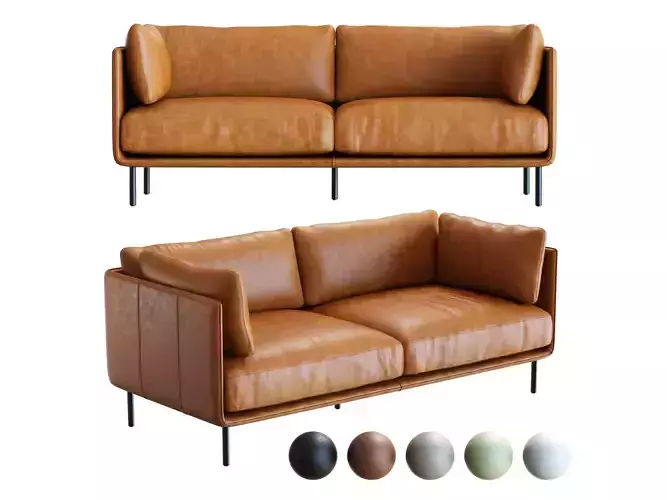 Crate and Barrel Wells Leather Sofa 3D model