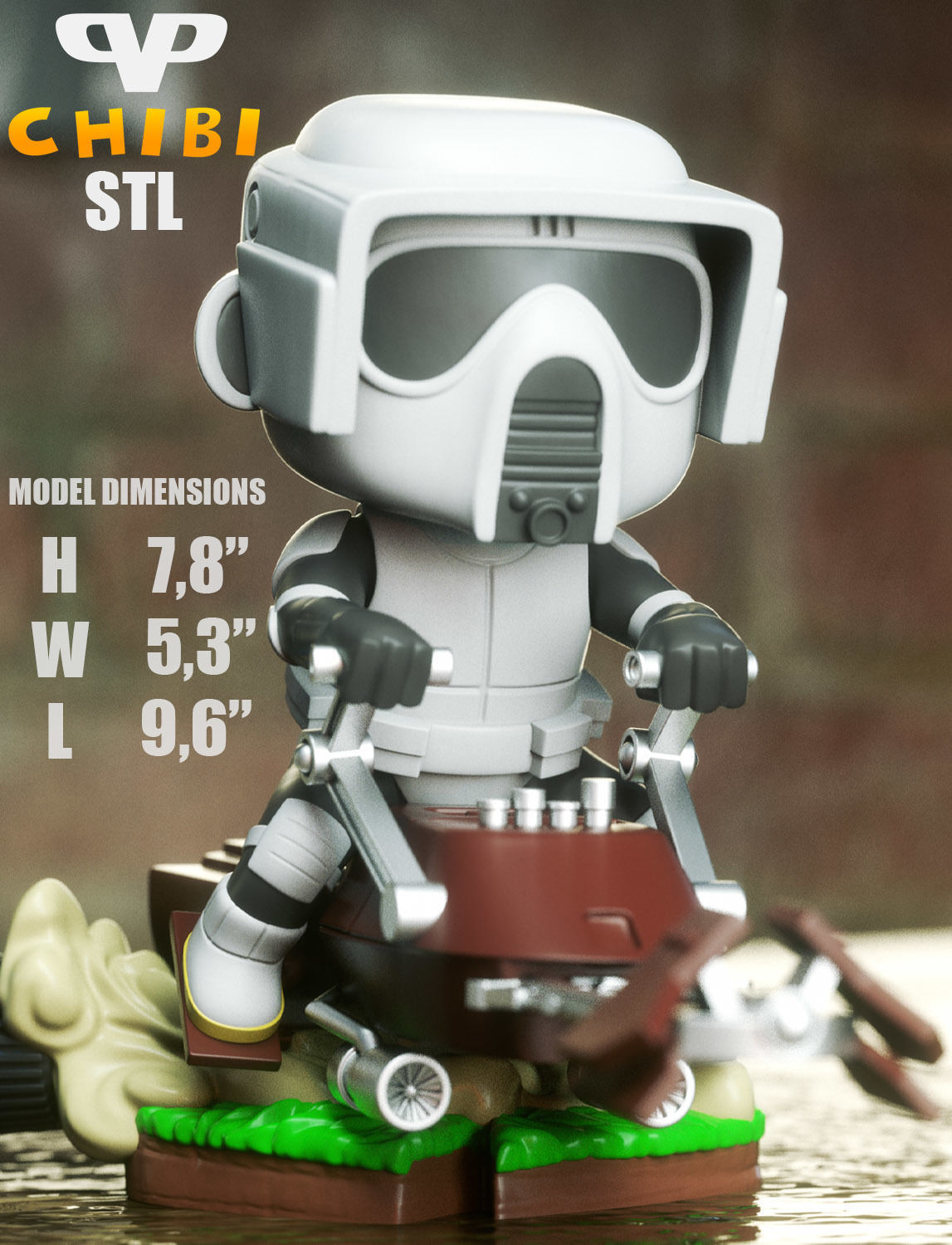 Biker Scout Chibi STL for 3D Printing ChibiSTL 3DXM 3D print model_2
