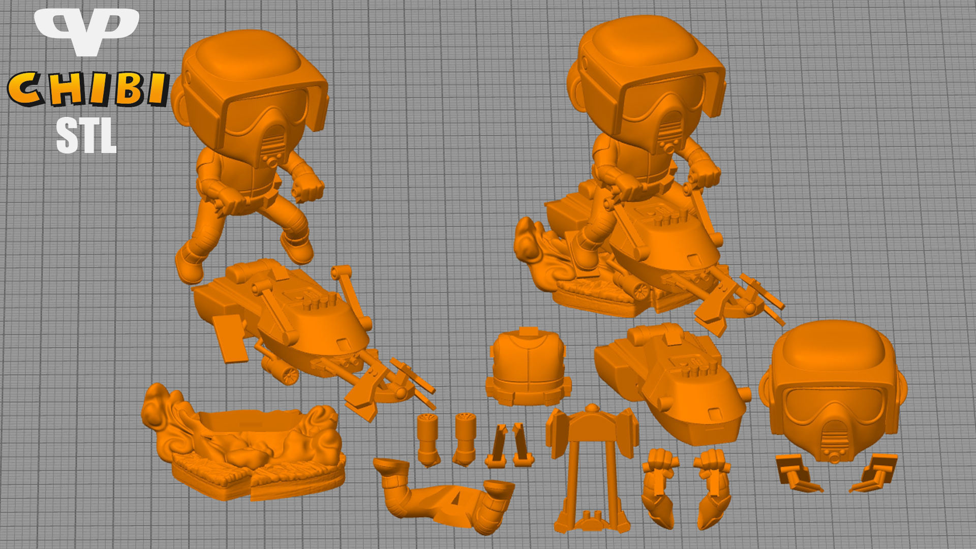 Biker Scout Chibi STL for 3D Printing ChibiSTL 3DXM 3D print model_1