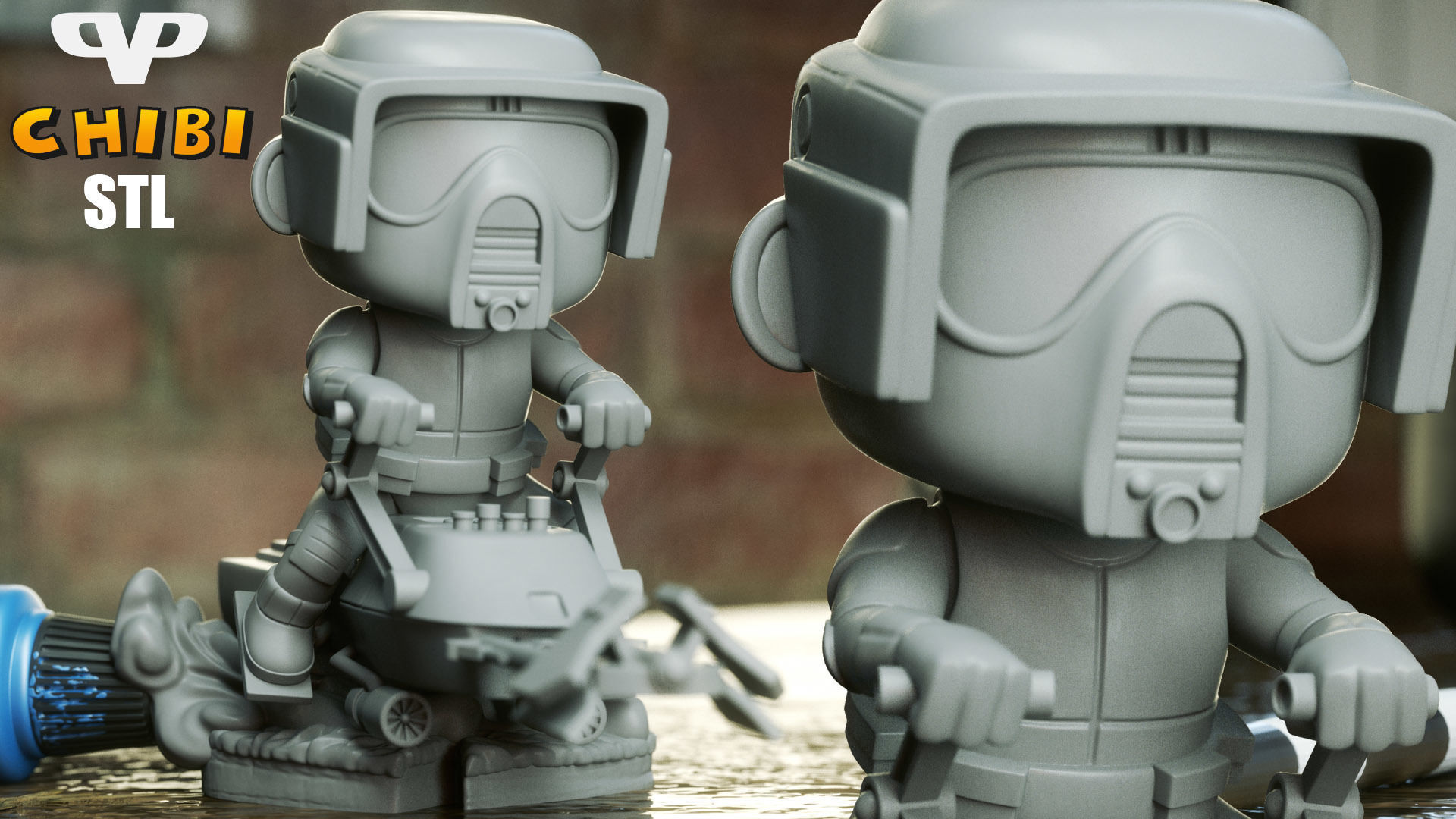 Biker Scout Chibi STL for 3D Printing ChibiSTL 3DXM 3D print model_3