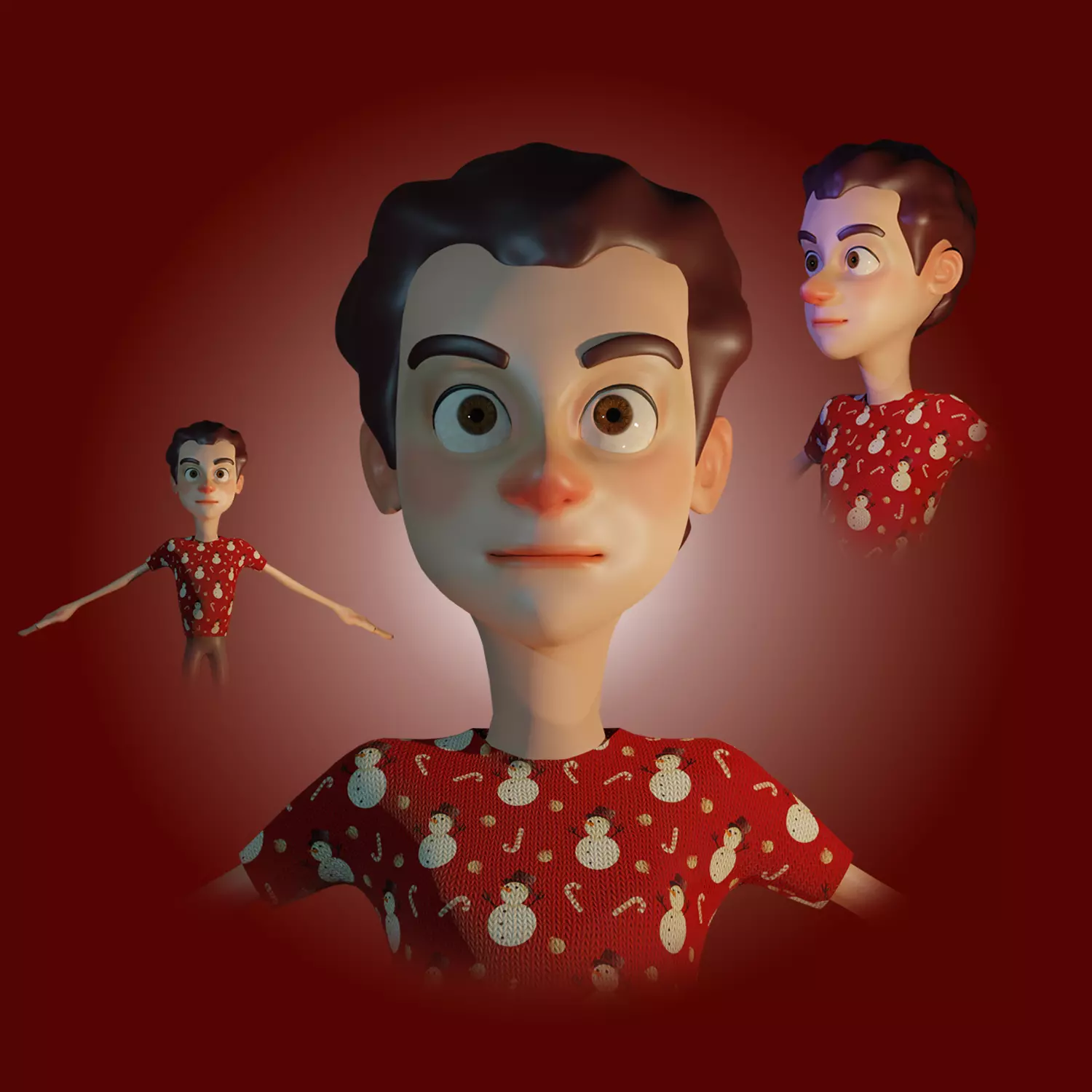 cartoon boy 3d model riged Low-poly 3D model
