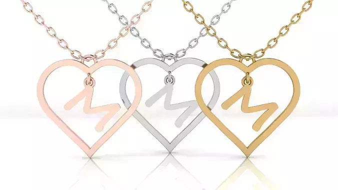 Jewelry Heart Alphabet Pendant M 3D print model