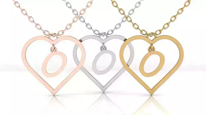 Jewelry Heart Alphabet Pendant O 3D print model