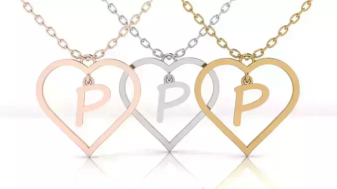 Jewelry Heart Alphabet Pendant P 3D print model