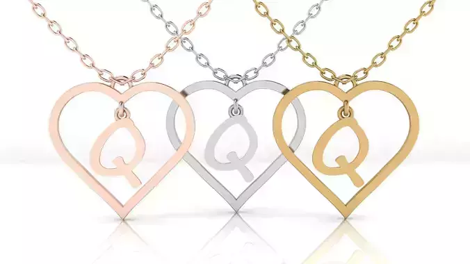 Jewelry Heart Alphabet Pendant Q 3D print model