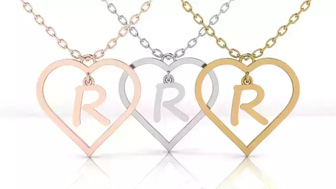 Jewelry Heart Alphabet Pendant R 3D print model
