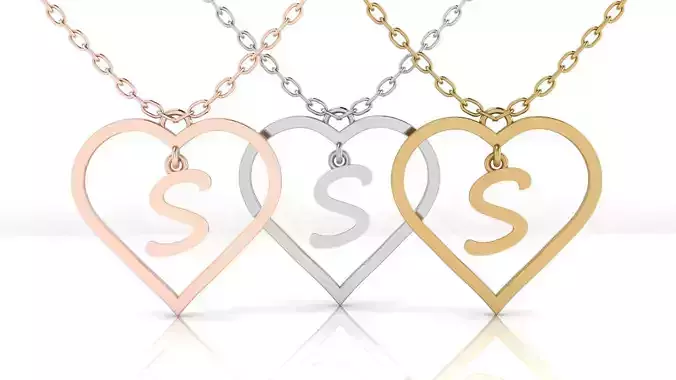 Jewelry Heart Alphabet Pendant s 3D print model
