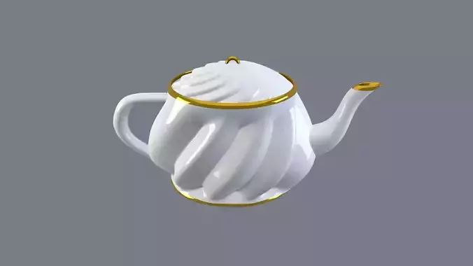 White Porcelain Teapot 2 3D model
