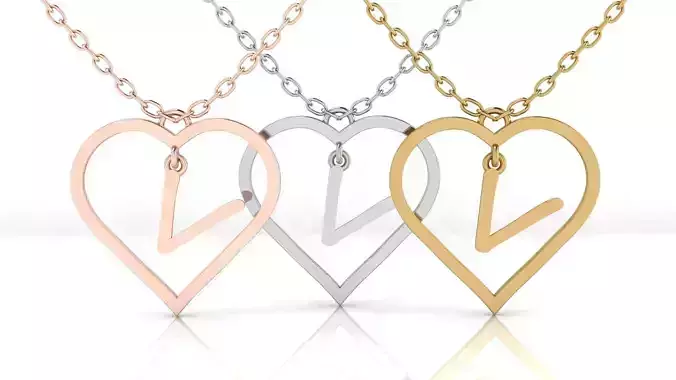 Jewelry Heart Alphabet Pendant V