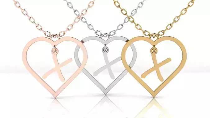 Jewelry Heart Alphabet Pendant X