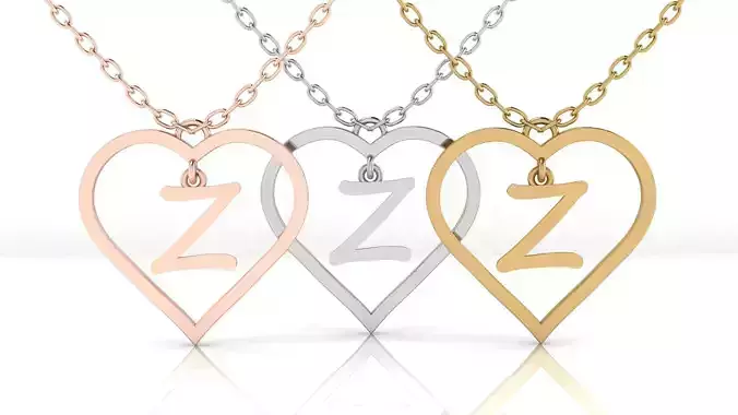 Jewelry Heart Alphabet Pendant Z