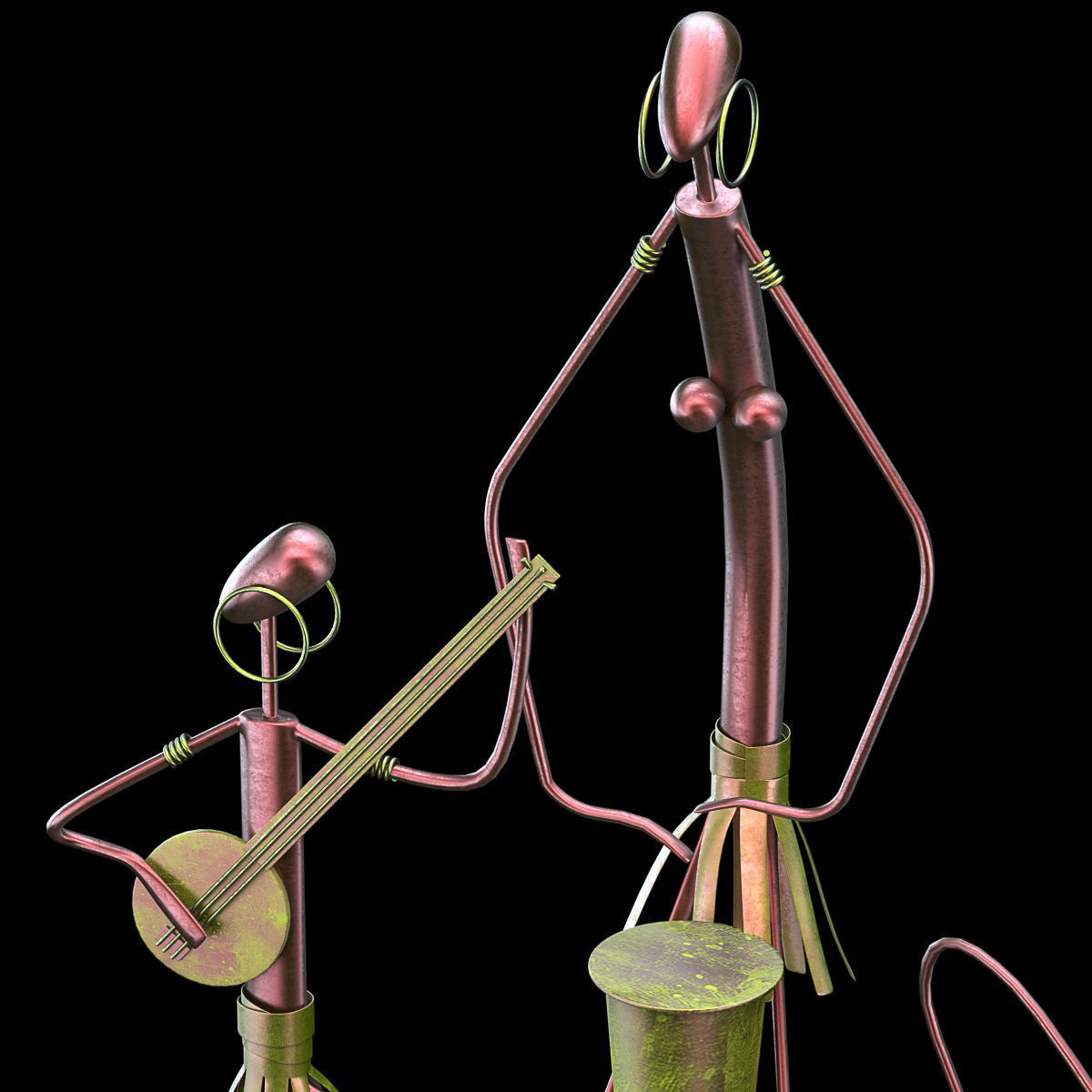 musicians sculpture 3D model_4