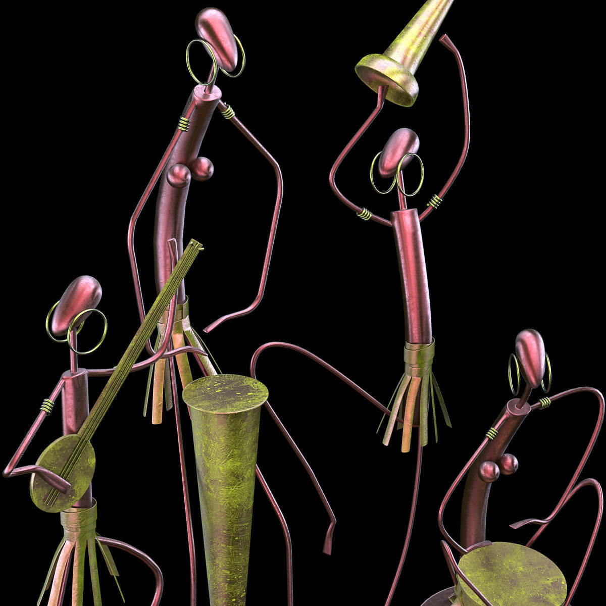 musicians sculpture 3D model_3