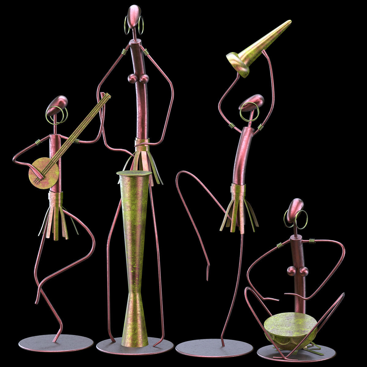 musicians sculpture 3D model_2