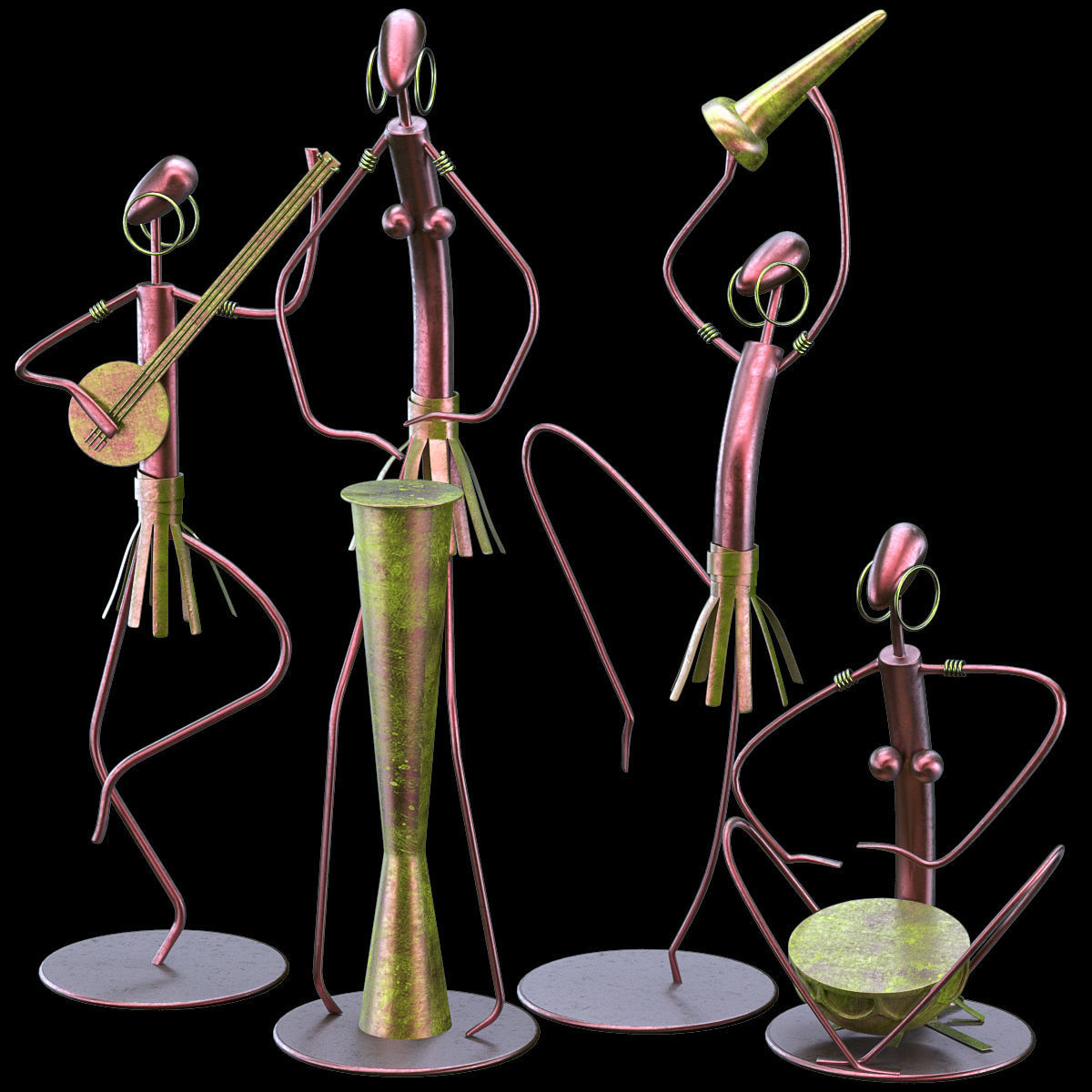 musicians sculpture 3D model_1