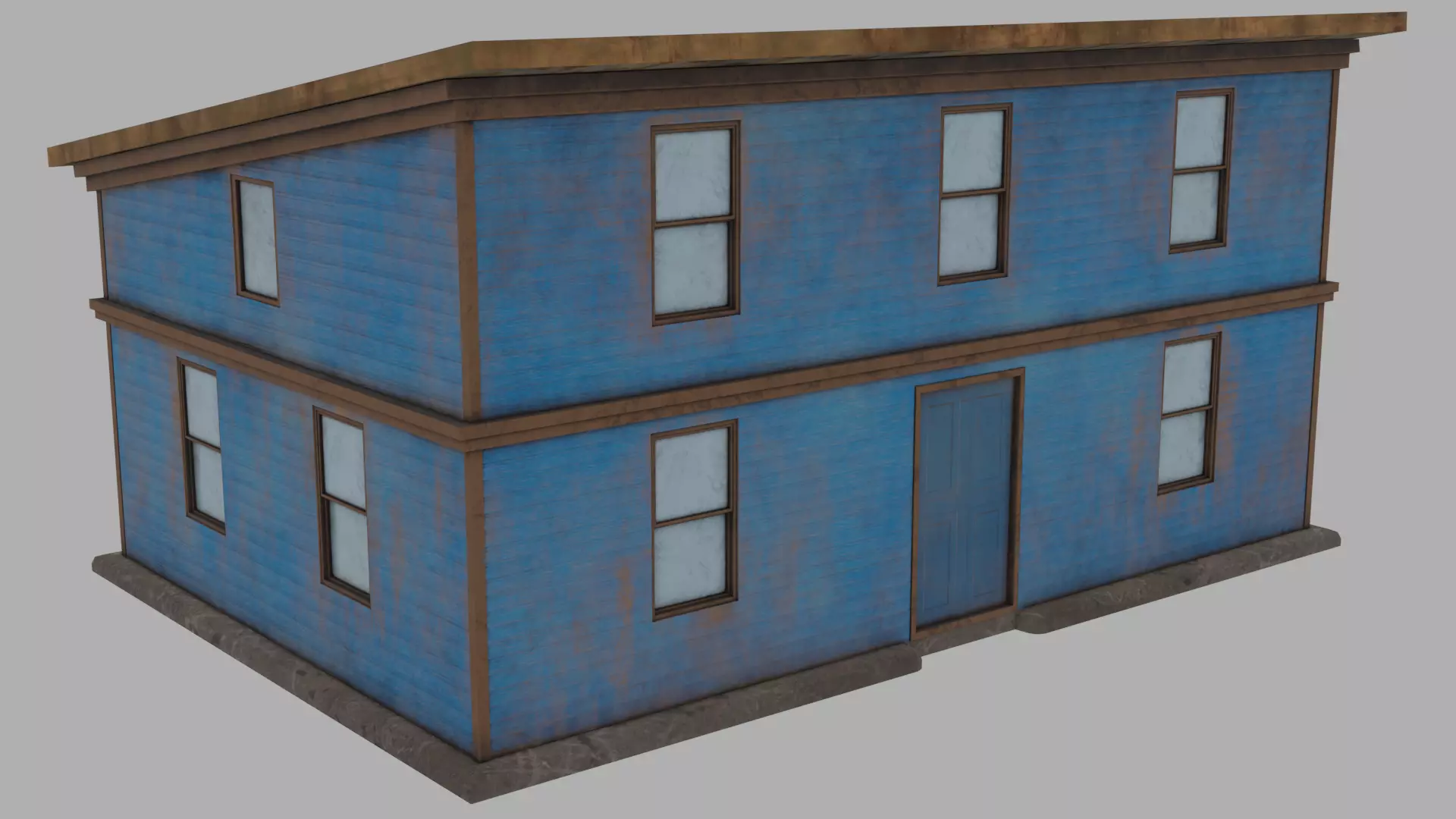 House boards blue Low-poly 3D model_0