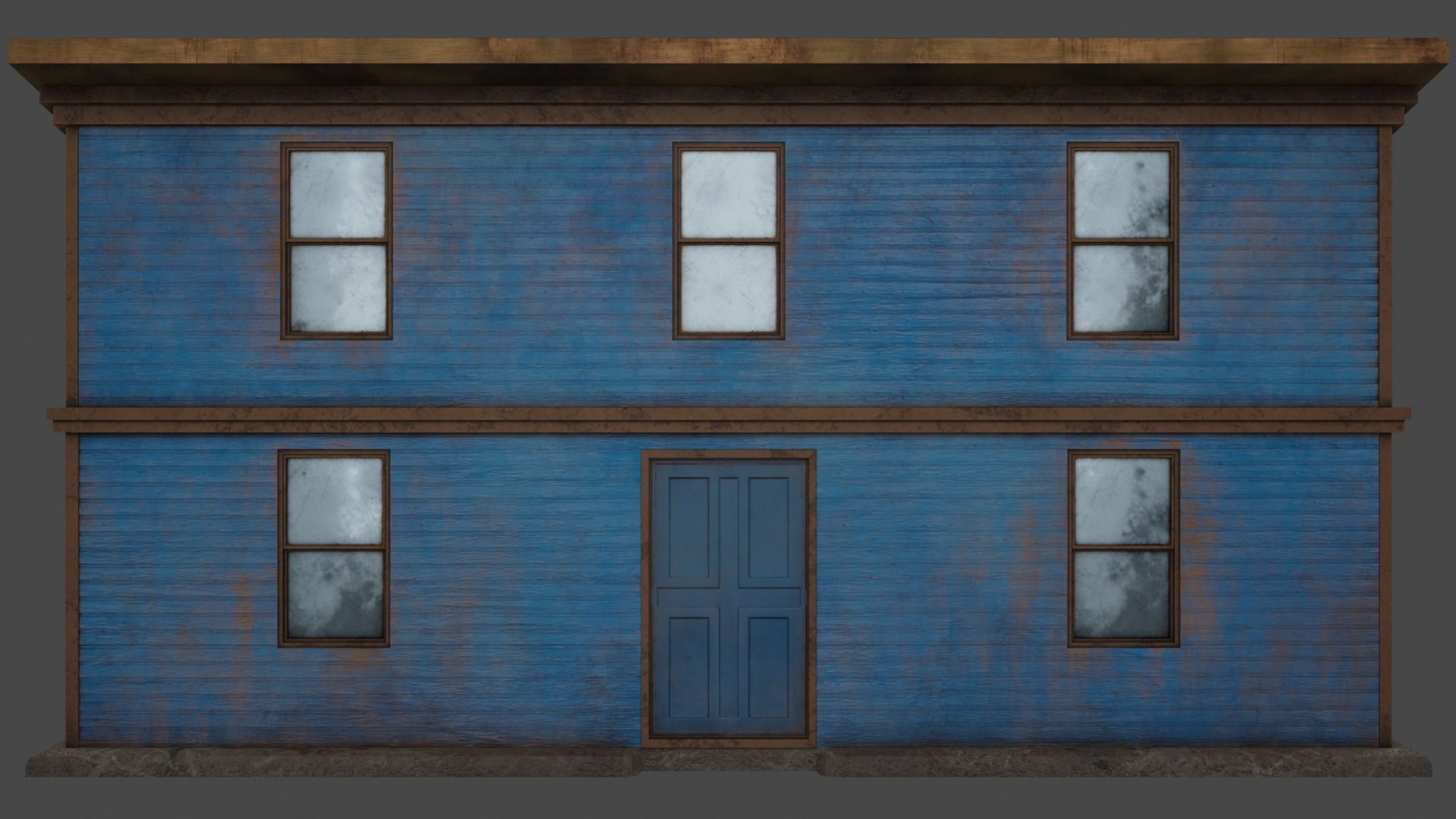 House boards blue Low-poly 3D model_4