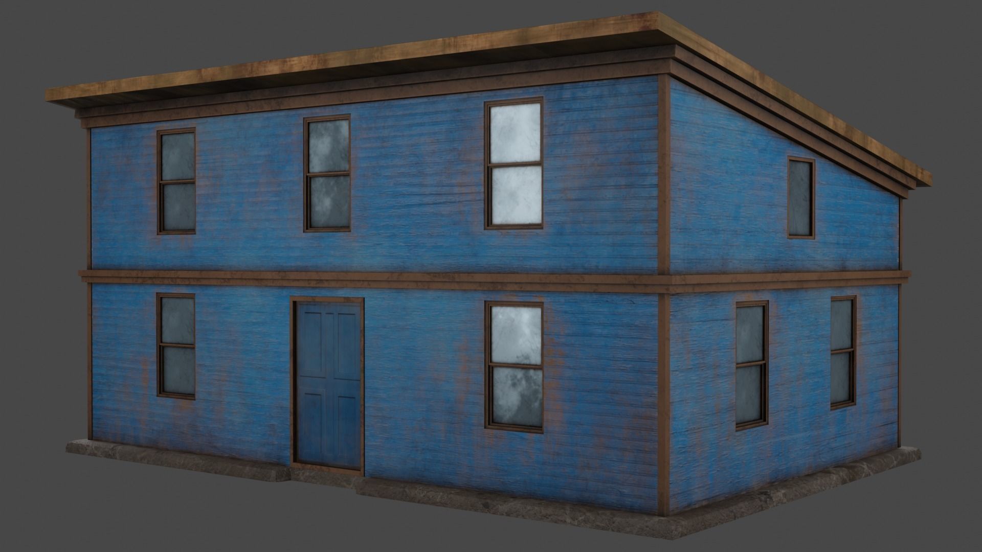 House boards blue Low-poly 3D model_1