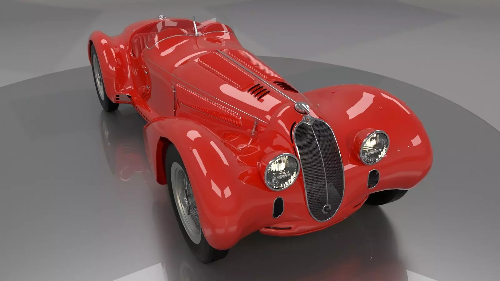 Alfa Romeo 8c 2900 Mille Miglia Roadster Low Poly 3D model_0
