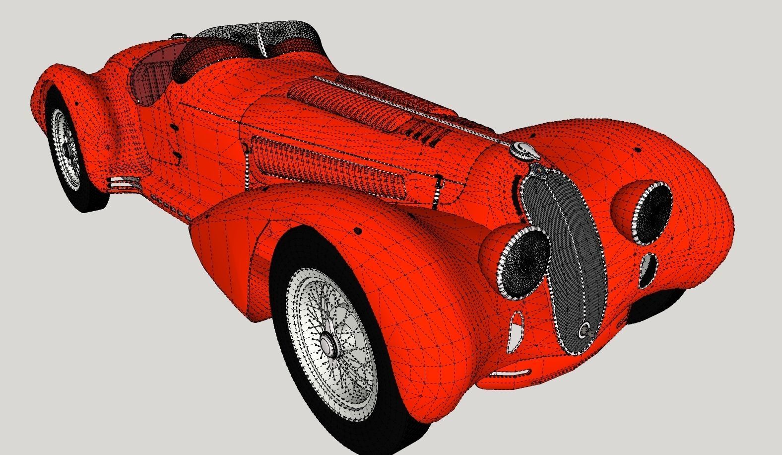 Alfa Romeo 8c 2900 Mille Miglia Roadster Low Poly 3D model_9