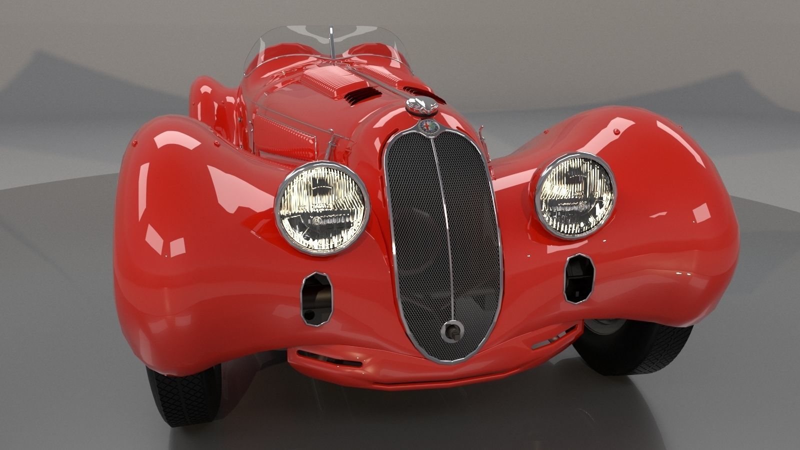 Alfa Romeo 8c 2900 Mille Miglia Roadster Low Poly 3D model_4