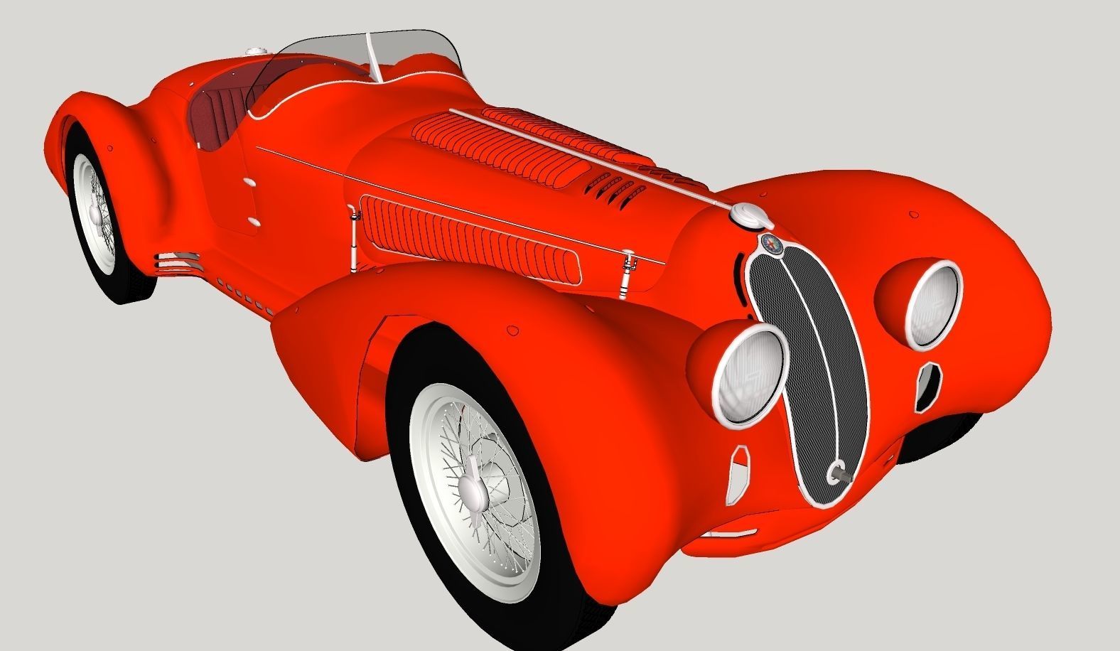 Alfa Romeo 8c 2900 Mille Miglia Roadster Low Poly 3D model_8