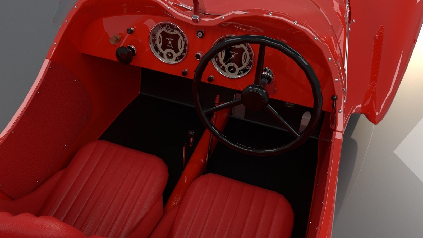 Alfa Romeo 8c 2900 Mille Miglia Roadster Low Poly 3D model_7