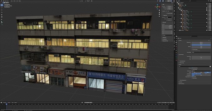 Misc City Apartment Buildings and Shops Free low-poly 3D model