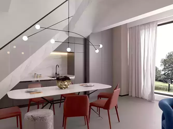 Modern interior scene - 3D model