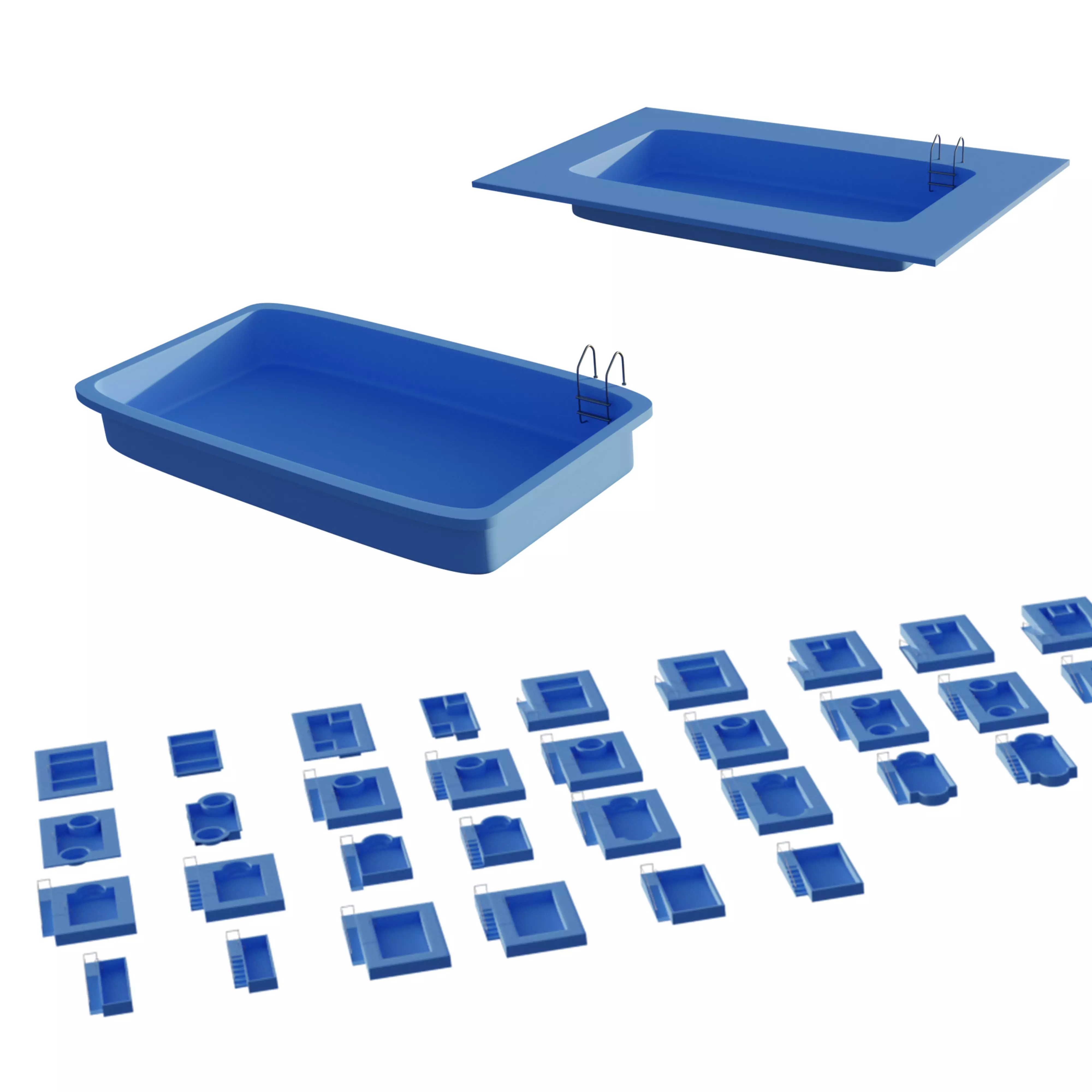 80 Pools Collection Pack with Setbuild Low-poly 3D model