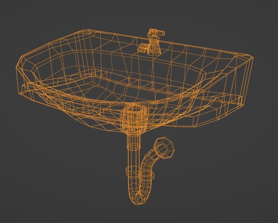 Bathroom Sink with Sporadic Black Stains Low-poly 3D model_6