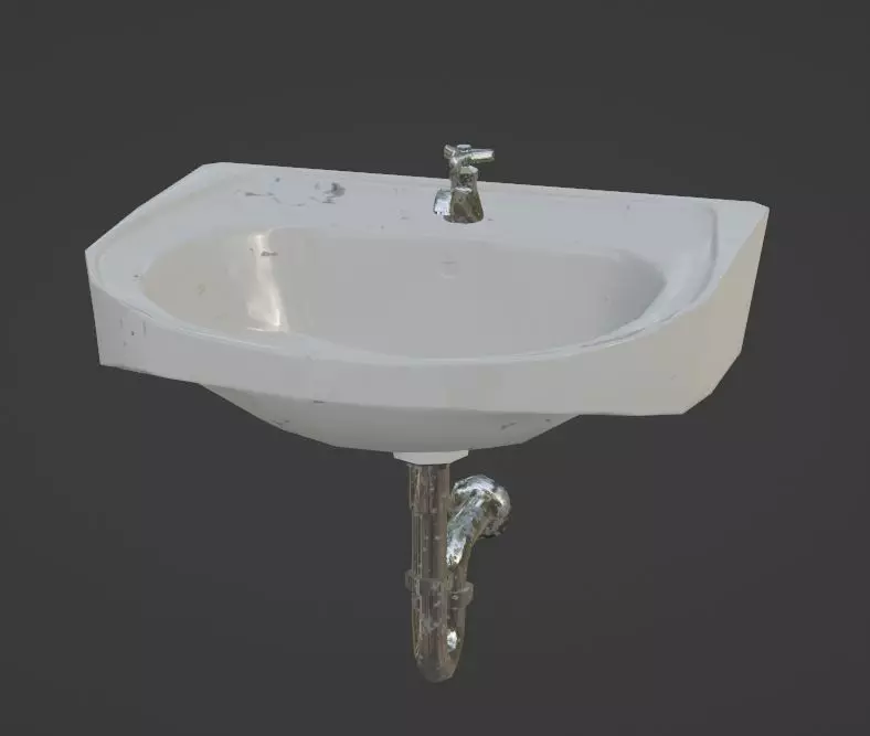 Bathroom Sink with Sporadic Black Stains Low-poly 3D model_0