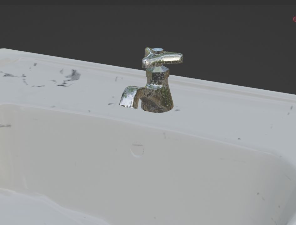 Bathroom Sink with Sporadic Black Stains Low-poly 3D model_4