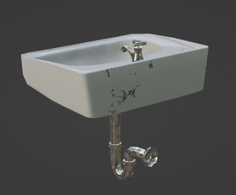 Bathroom Sink with Sporadic Black Stains Low-poly 3D model_2