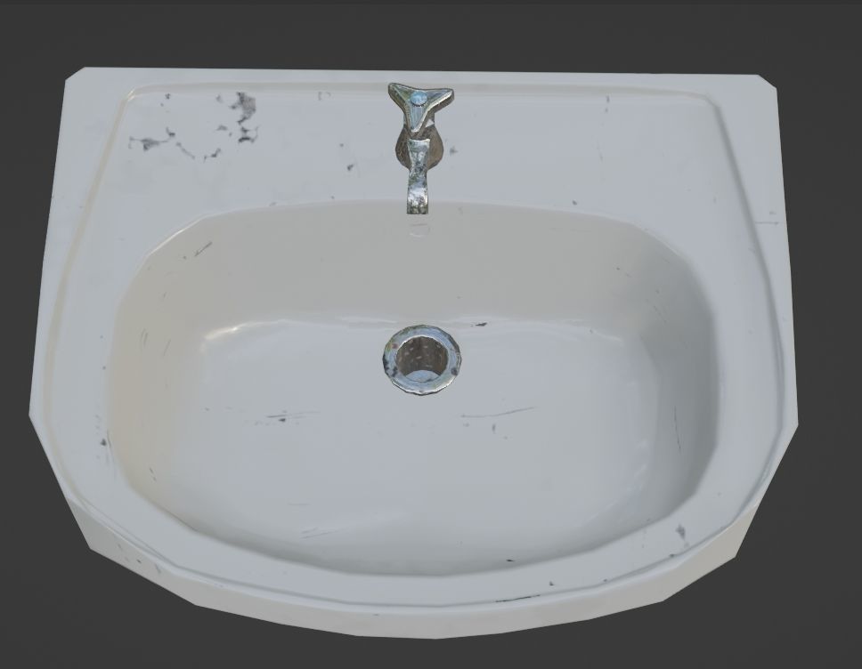 Bathroom Sink with Sporadic Black Stains Low-poly 3D model_5