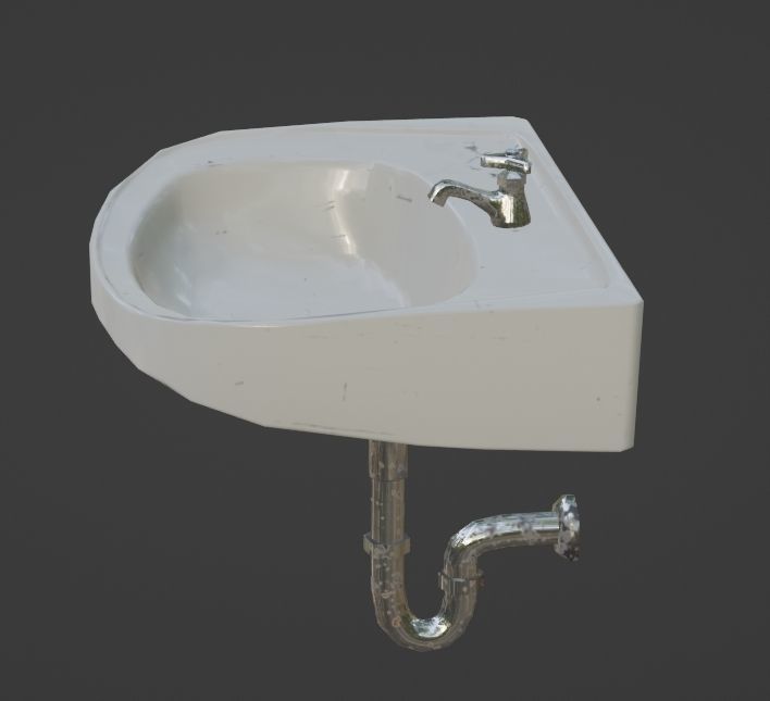 Bathroom Sink with Sporadic Black Stains Low-poly 3D model_1