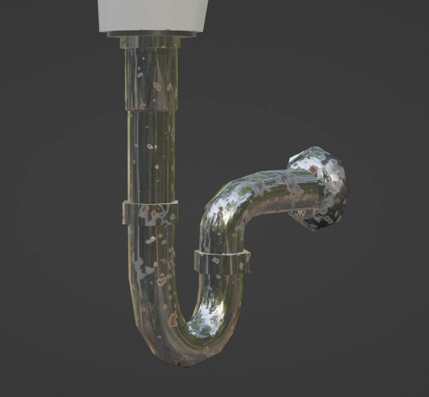 Bathroom Sink with Sporadic Black Stains Low-poly 3D model_3