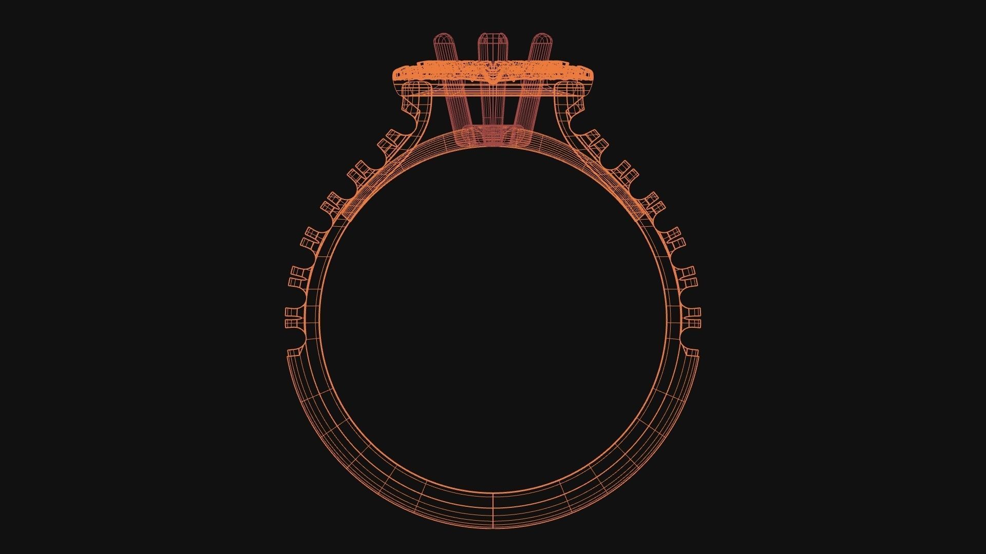 Cathedral Ring with Pear in Halo 3D print model_2