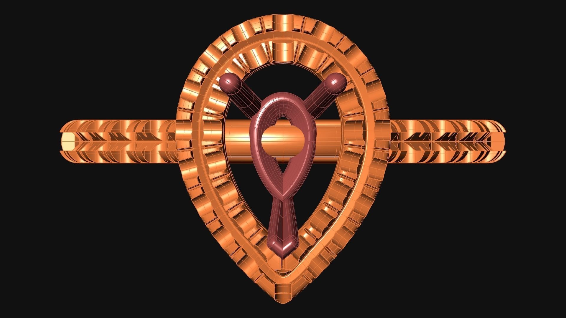 Cathedral Ring with Pear in Halo 3D print model_4