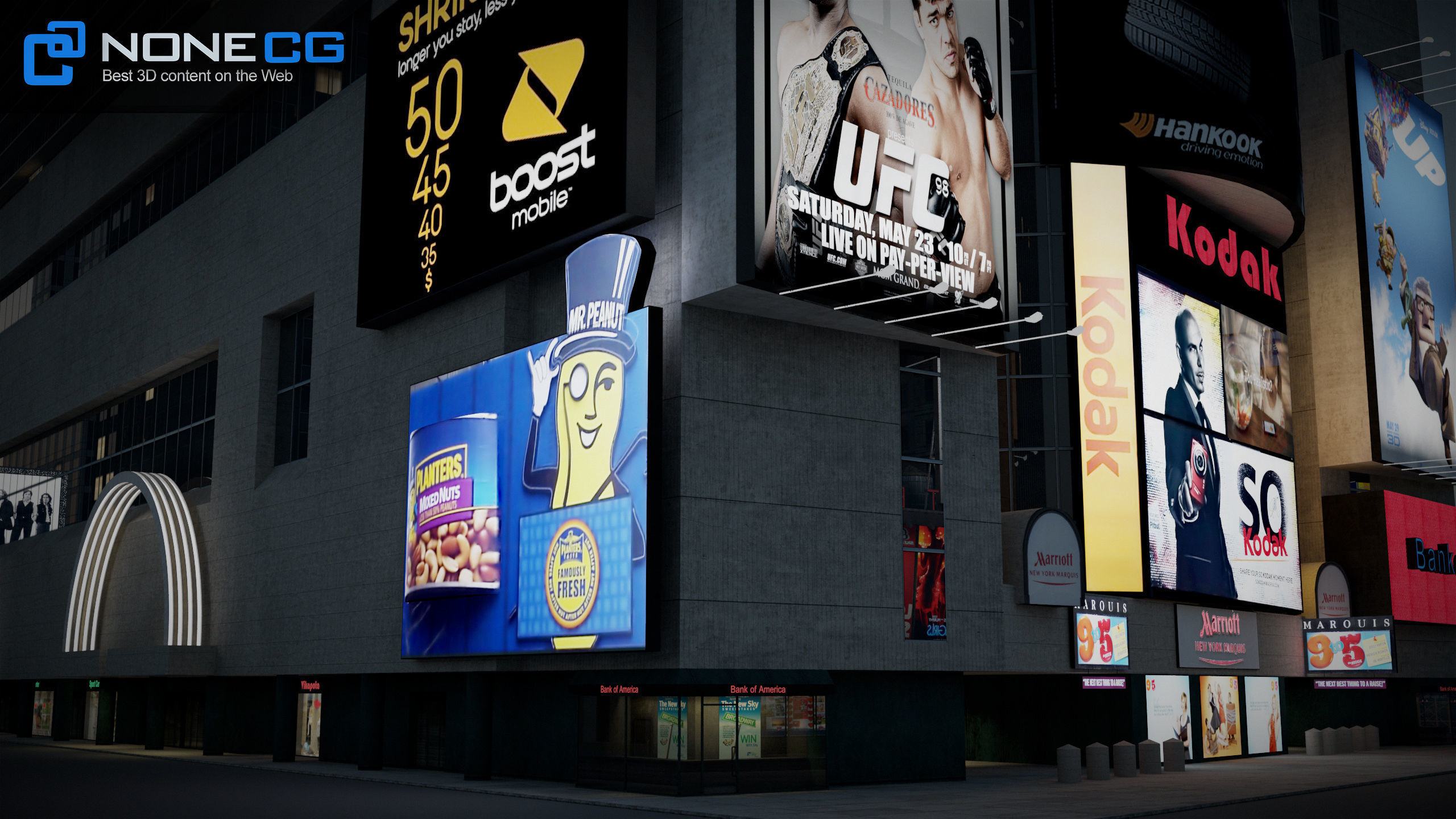 NYC Building Marriott Marquis Low-poly 3D model_5