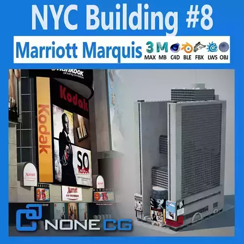 NYC Building Marriott Marquis Low-poly 3D model