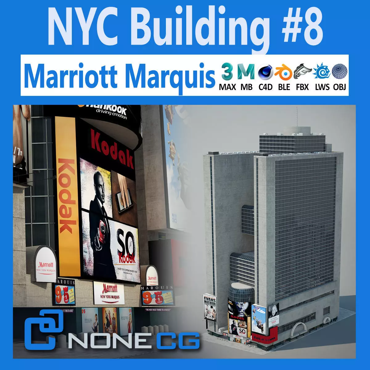 NYC Building Marriott Marquis Low-poly 3D model_0