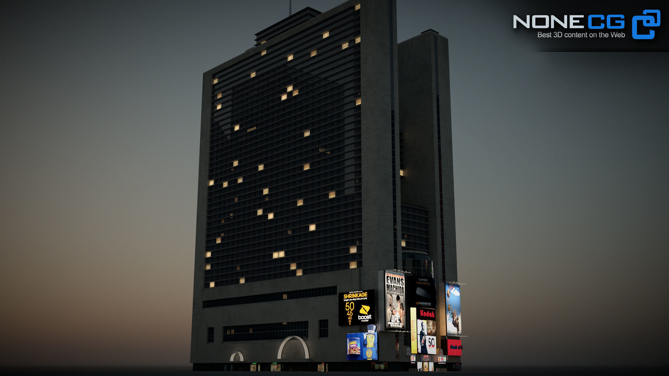 NYC Building Marriott Marquis Low-poly 3D model_14