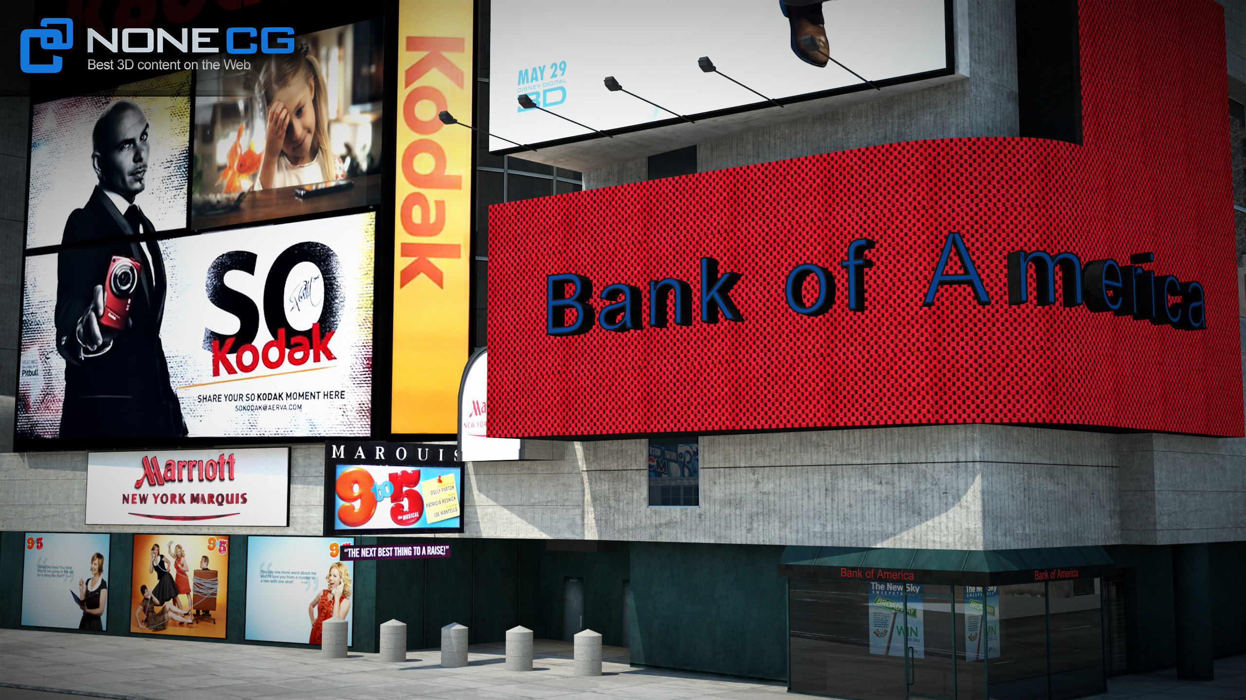 NYC Building Marriott Marquis Low-poly 3D model_18