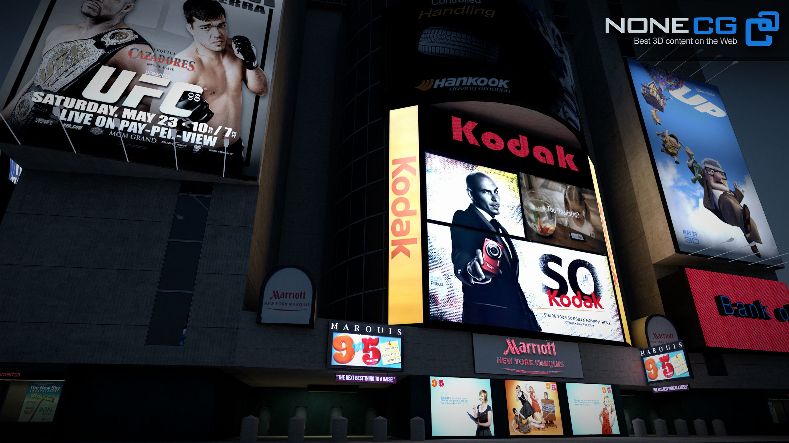 NYC Building Marriott Marquis Low-poly 3D model_25
